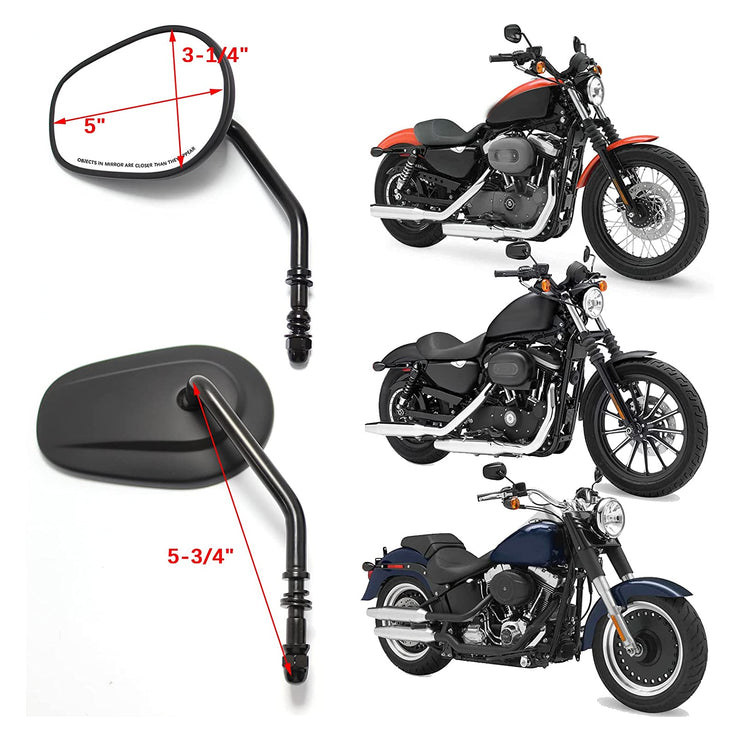 Dreamizer M8 Motorcycle Teardrop Rearview Mirrors Black